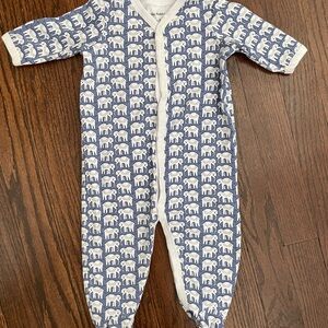 Roller Rabbit- Baby Elephant Print Blue Onesie